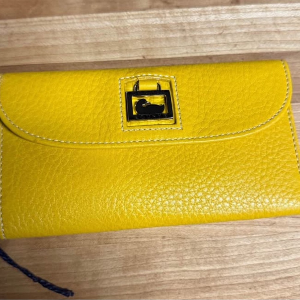 Dooney & Bourke Yellow Pebbled Leather Wallet